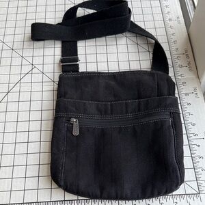 Thirty-One Gifts Black Crossbody Organizer Bag | Cotton Linen | Small Zip Purse
